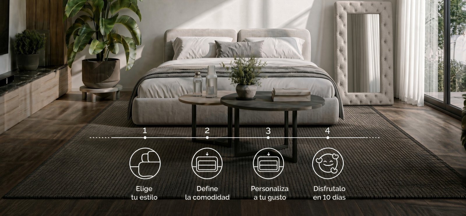Personaliza tu cama: elige tu estilo, define la comodidad, personaliza a tu gusto, disfrútalo en 10 días