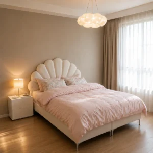 Cama Classic Coral con respaldo en forma de abanico