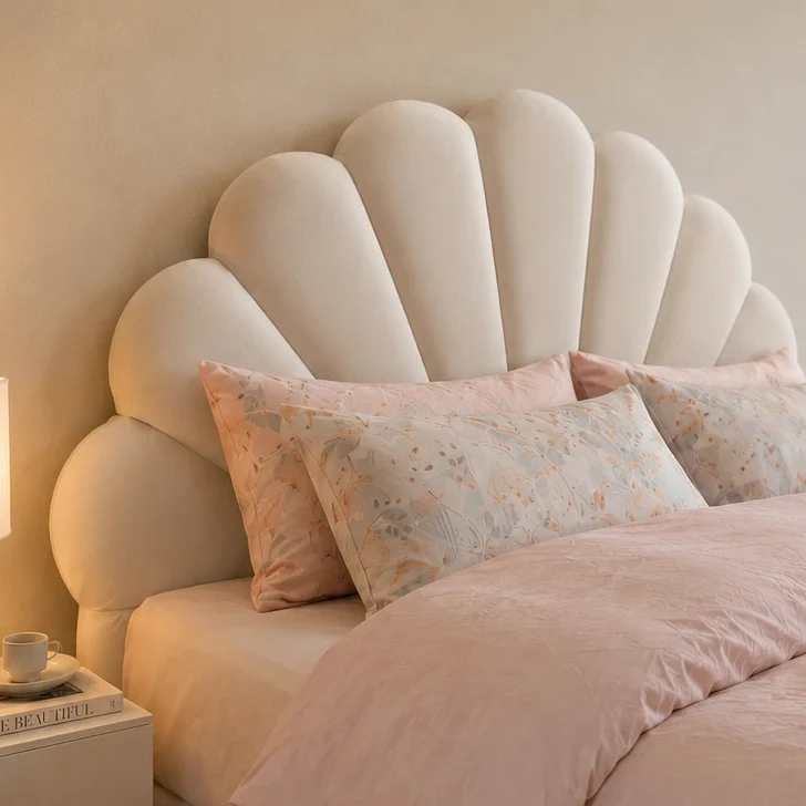 Cama Classic Coral con respaldo en forma de abanico