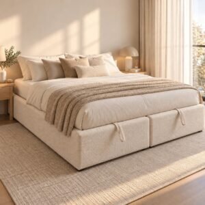 Base de cama con baúl tapizada