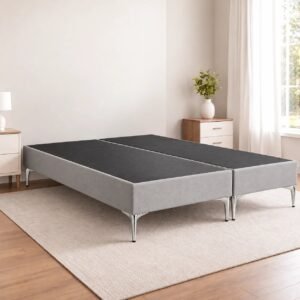 Base de cama tapizada con patas metálicas